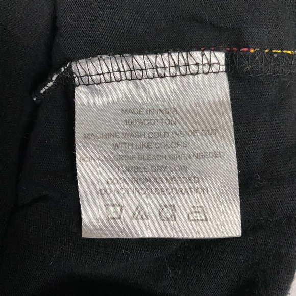 Large Graphic T-Shirt -Colorful Flame Design on a Black shirt- Crease and Circle - Picture 5 of 6